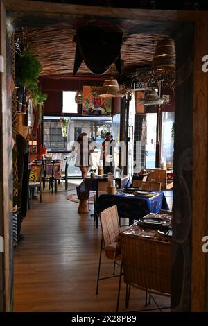 View of the interior of Mama Africa, a tyipical african restaurant in Cape Town, South Africa Stock Photo