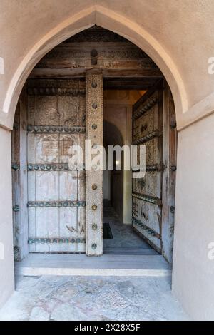 Rustaq, Oman - February 14 2023: Exterior view of the Al Hazm castle ...