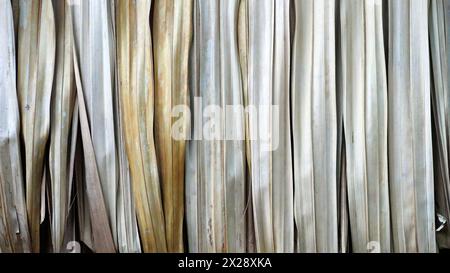 Traditional thatched roof background. Made from dry leaves of thatch, thatch, palmyra, alang alang, woven and strung together tightly Stock Photo