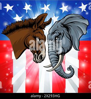 Republican Democrat Elephant Donkey Election Stock Vector