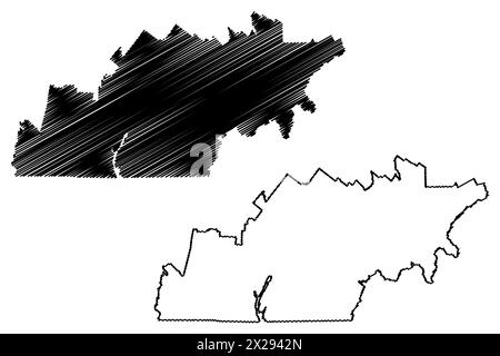Estrie Administrative region (Canada, Quebec Province, North America) map vector illustration, scribble sketch Estrie map Stock Vector