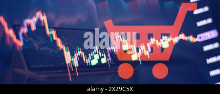 Business statistics and Analytics value . Abstract glowing forex chart interface background. Investment, trade, stock, finance and analysis concept. Stock Photo