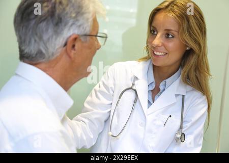 Doctor with patient, Consulting room, Onkologikoa Hospital, Oncology Institute, Case Center for prevention, diagnosis and treatment of cancer, Donosti Stock Photo