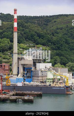 Thermal power plant, Pasajes Port, Gipuzkoa, Basque Country, Spain Stock Photo
