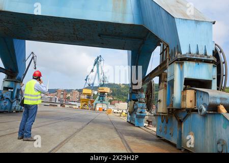 Cranes, Pasajes Port, Gipuzkoa, Basque Country, Spain. Stock Photo