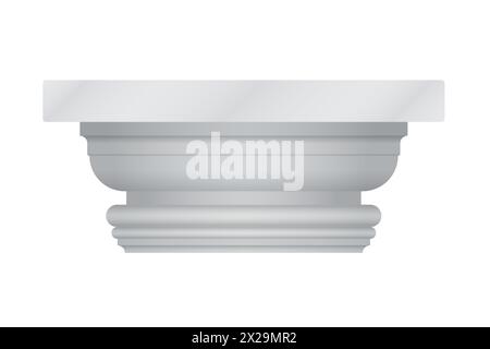 3D simple circular capital at top of realistic marble Greek column vector illustration Stock Vector