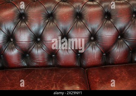 Fragment of an old leather sofa. Stock Photo