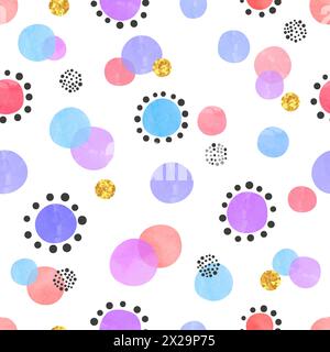 Abstract celebration background with colorful circles. Vector seamless dotted pattern Stock Vector
