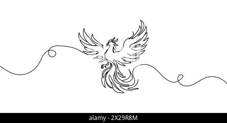 One continuous drawing of a Phoenix bird drawn in one line Stock Vector ...
