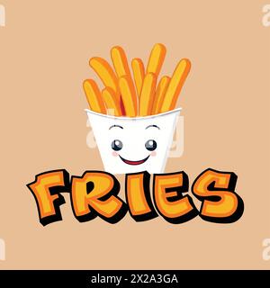 French Fies illustration design - fries logo design with creative typography Stock Vector