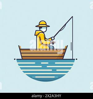 FISHERMAN LOGO VECTOR Stock Vector