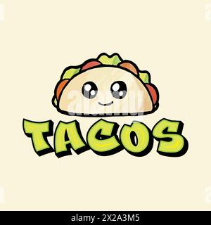 Tacos illustration with typography design Stock Vector