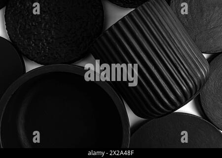 black plaster texture, wallpaper, close-up. High quality photo Stock Photo