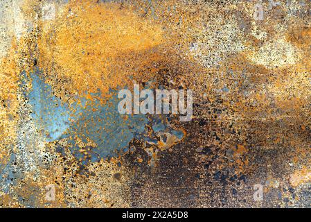 Texture of rusty iron. Rust on sheet of metal. Rust stains on surface. Abstract background. Pattern in vintage style. High quality photo Stock Photo