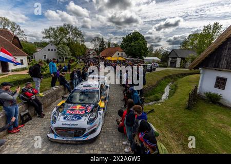 KUMROVEC, CROATIA - APRIL 21: Passage of drivers through the center of Kumrovac before the start of the speed test. Adrien Fourmaux (France) and Alexandre Coria (France) from the M-Sport Ford World Rally Team in the Ford Puma Rally1 Hybrid during Day Four on April 21, 2024 in Kumrovec, Croatia. Photo: Igor Kralj/Pixsell Stock Photo