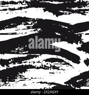 Vector seamless pattern. Abstract background with brush strokes. Monochrome hand drawn texture with grunge striped. Hipster graphic design. Stock Vector