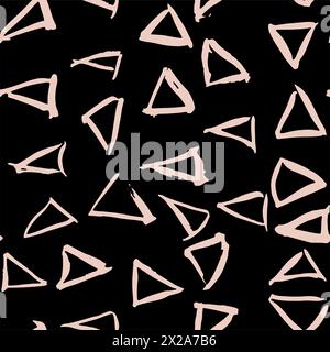 Vector monochrome seamless pattern with triangles. Mark making inspiration Stock Vector