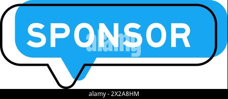 Speech banner and blue shade with word sponsor on white background Stock Vector