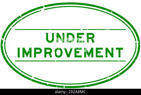 Grunge green under improvement word oval rubber seal stamp on white background Stock Vector