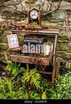 Garden feature in Machynlleth, Wales Stock Photo