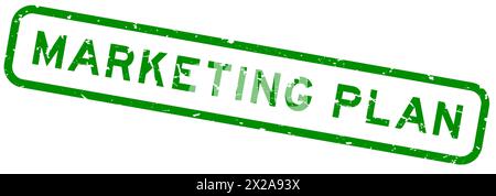 Grunge green marketing plan word square rubber seal stamp on white background Stock Vector