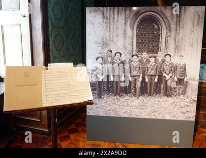 Göttweig, Lower Austria, Austria. Museum in the imperial wing of Göttweig Abbey. Göttweiger Boys' Choir. Music Sheet  by Wolfgang Amadeus Mozart Stock Photo