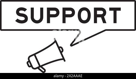 Megaphone icon with speech bubble in word support on white background Stock Vector