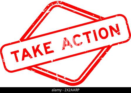 Grunge red take action word rubber seal stamp on white background Stock Vector