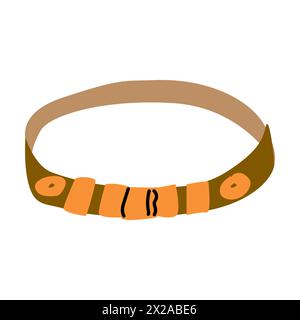 belt collar and leash for dog, flat design Stock Vector