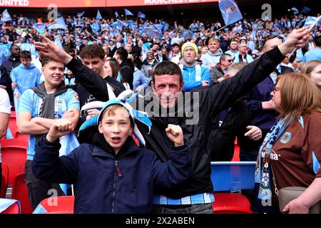Coventry City fans in the stands ahead of the Emirates FA Cup semi-final match at Wembley Stadium, London. Picture date: Sunday April 21, 2024. Stock Photo