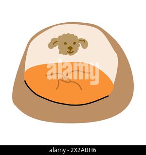 A bed for a pet, dog. Vector illustration. Object isolated on white background, cartoon style Stock Vector