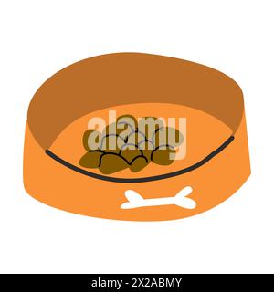 Dog dry food bowl. Round shaped crisps. Dog food bowl icon simple vector. Pet feed. Container box Stock Vector