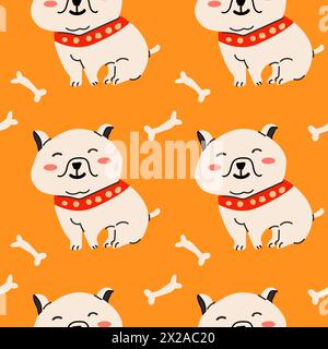 Seamless pattern with dog and supplies, vector illustration Stock Vector