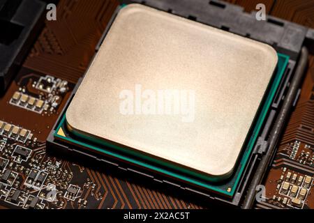 Computer Technology. Processor Chip. CPU. Central Processing Unit Stock Photo