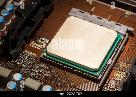 Main Chip Of The Computer. CPU. Central Processing Unit Stock Photo