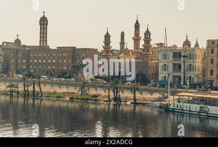 nile river landscape in Aswan Stock Photo