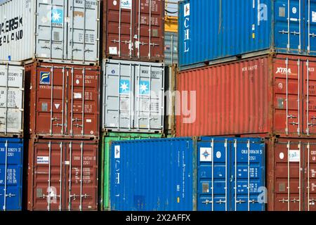 Cargo containers, Port of Bilbao, Santurtzi. Biscay, Euskadi, Spain Stock Photo