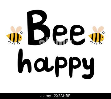 Lettering for beekeeping industry. Eco Product. Funny bee. Vector ...