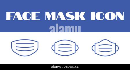 Face Mask Icon Vector Face covid 19 Protection Mask Icon Set Illustration Stock Vector