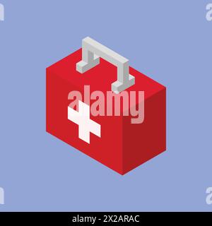 First aid kit icon. Isometric illustration of first aid kit vector icon for web design Stock Vector
