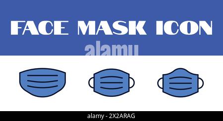 Face Mask Icon Vector Face covid 19 Protection Mask Icon Set Illustration Stock Vector