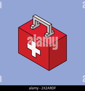 First aid kit icon. Isometric illustration of first aid kit vector icon for web design Stock Vector