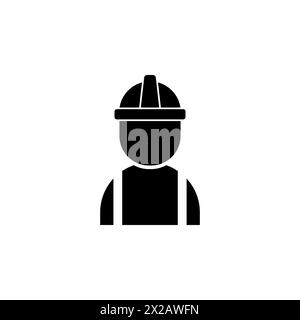 Builder in Helmet flat vector icon. Simple solid symbol isolated on white background Stock Vector