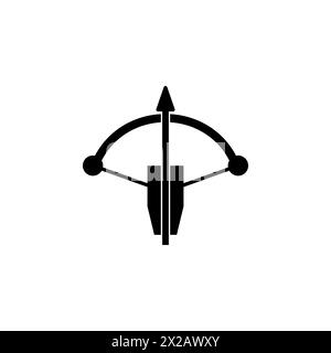 Battle Crossbow with Arrow flat vector icon. Simple solid symbol isolated on white background. Battle Crossbow with Arrow sign design template for web Stock Vector