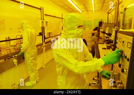 Diener Plasma Asher system / Ramgraber solvent wetbench. Photolithography Room. Cleanroom. Nanotechnology. Laboratory. CIC nanoGUNE Nano science Coope Stock Photo