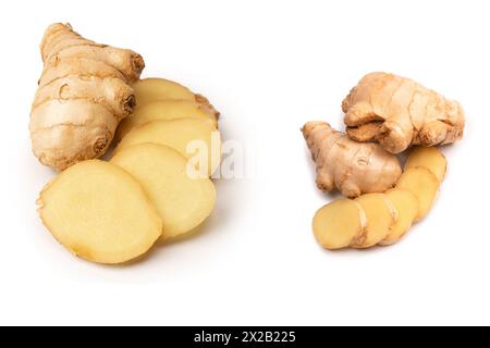 Ginger root isolated on a white background. Stock Photo