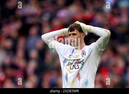 Coventry City goalkeeper Bradley Collins reacts during the Emirates FA Cup semi-final match at Wembley Stadium, London. Picture date: Sunday April 21, 2024. Stock Photo