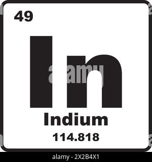 Indium icon, chemical element in the periodic table Stock Vector