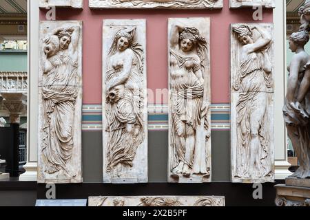 Reproduction Putti Plaster cast reproductions of stone reliefs of Water Nymphs and Putti ...