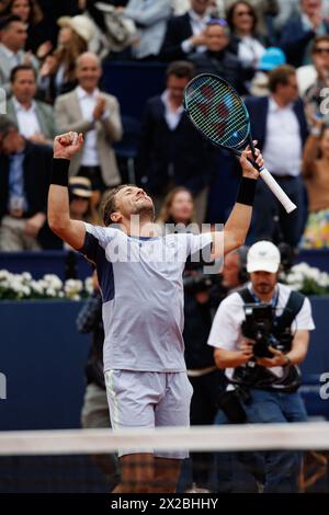 Barcelona, Spain. 21th Apr, 2024. Tsitsipas in action during the ...